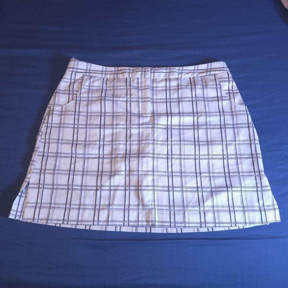 IZOD Skirt Womens‎ 16 White Plaid Stretch Golf Athletic Pockets Summer Casual